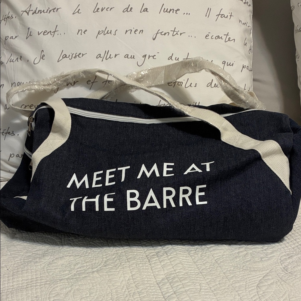Meet Me at the Barre Navy Denim Duffel Bag NWOT